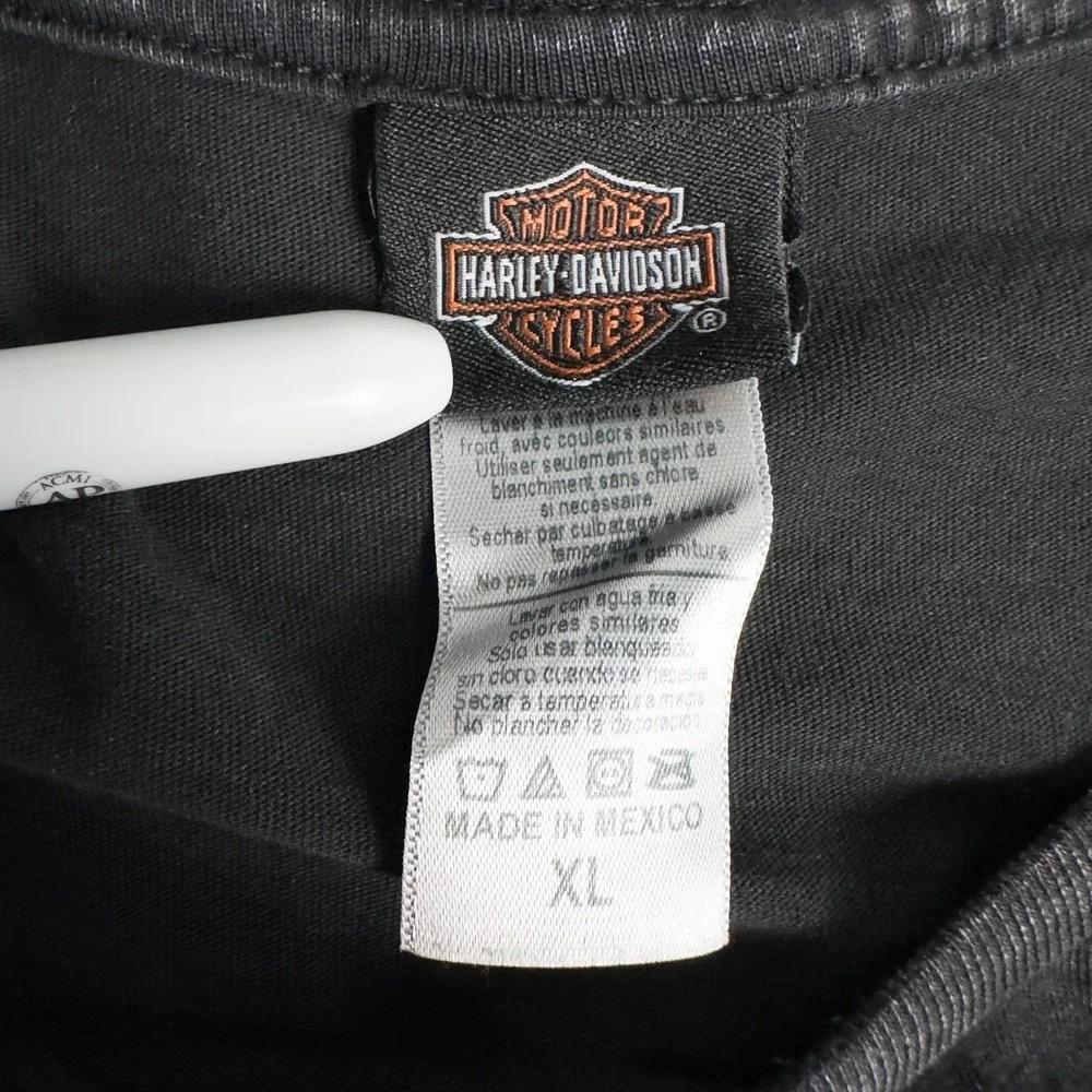 Harley Davidson Womens XL Marquette MI Forever Bald Eagle Studded 3/4 Sleeve Top - Picture 4 of 16